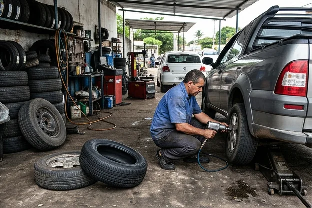 Troca de pneus em Guarapari: quando procurar atendimento para clientes de O Polo Borracharia Guarapari